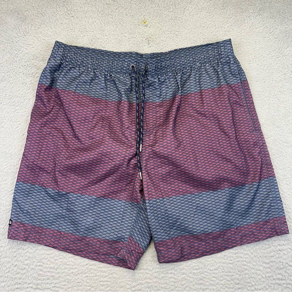 Micros Swim Trunks Mens XL Blue‎ Red Geometric Mesh Lined Beach Summer Surf NEW